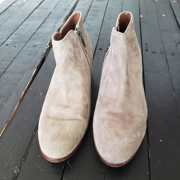Sam Edelman Petty Women's 10 Taupe Brown Suede Leather Bootie Heeled Boots Ankle - Picture 6 of 11